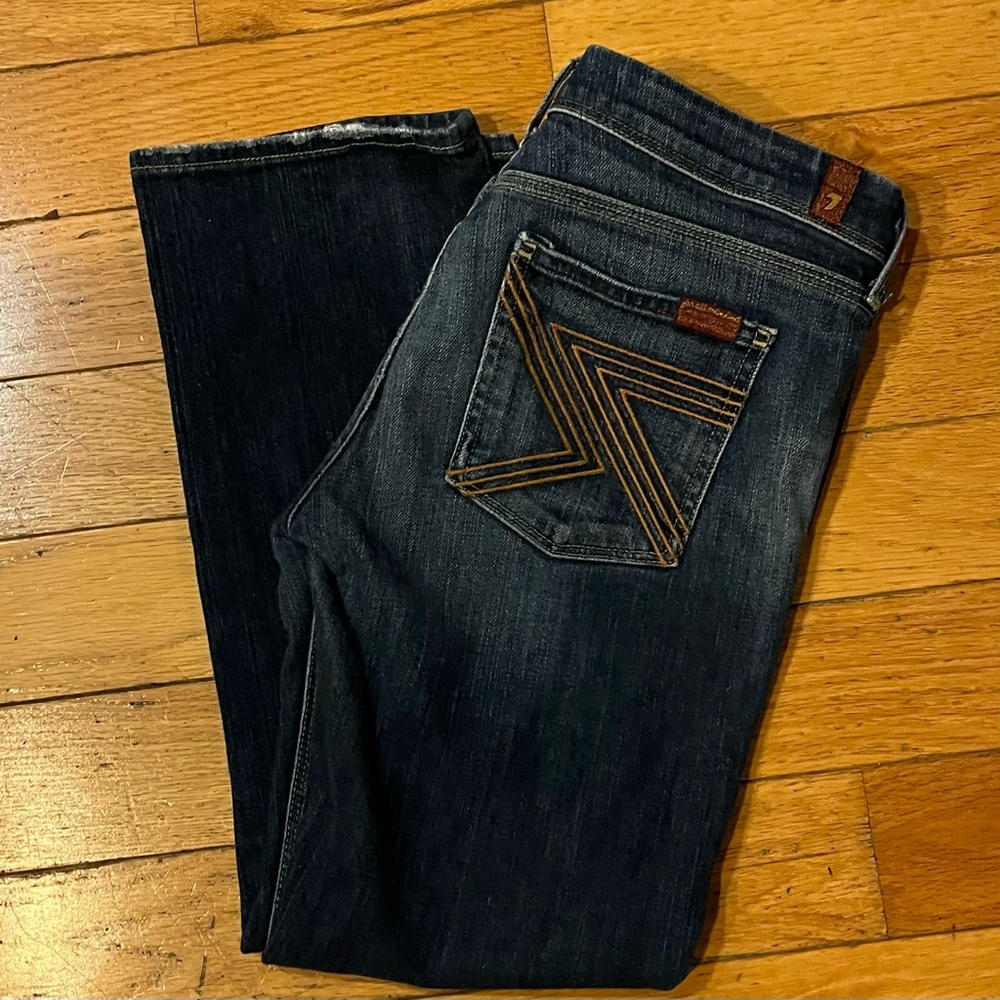 7 For All Mankind Dark Blue Straight Leg Jeans